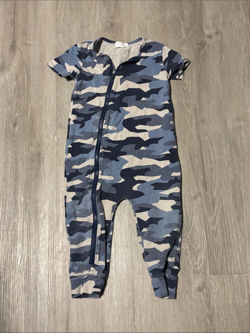 Miles the Label Blue Camo Short-Sleeve Kids One-Piece Zip Romper - Baby/Jr.